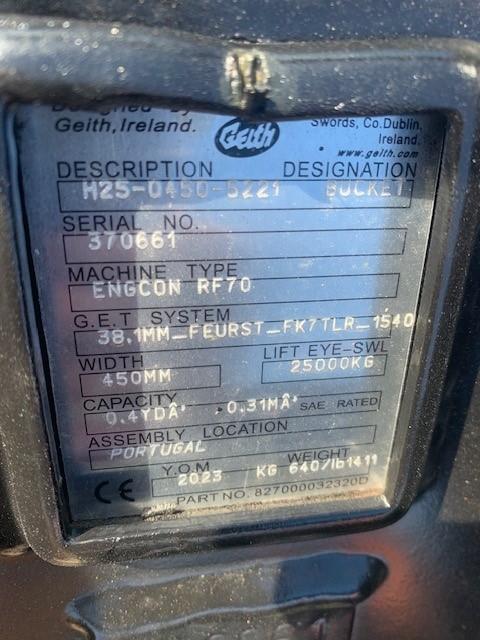 Godet tranchée GEITH attache S70 0m45 avec dents FK7TLR