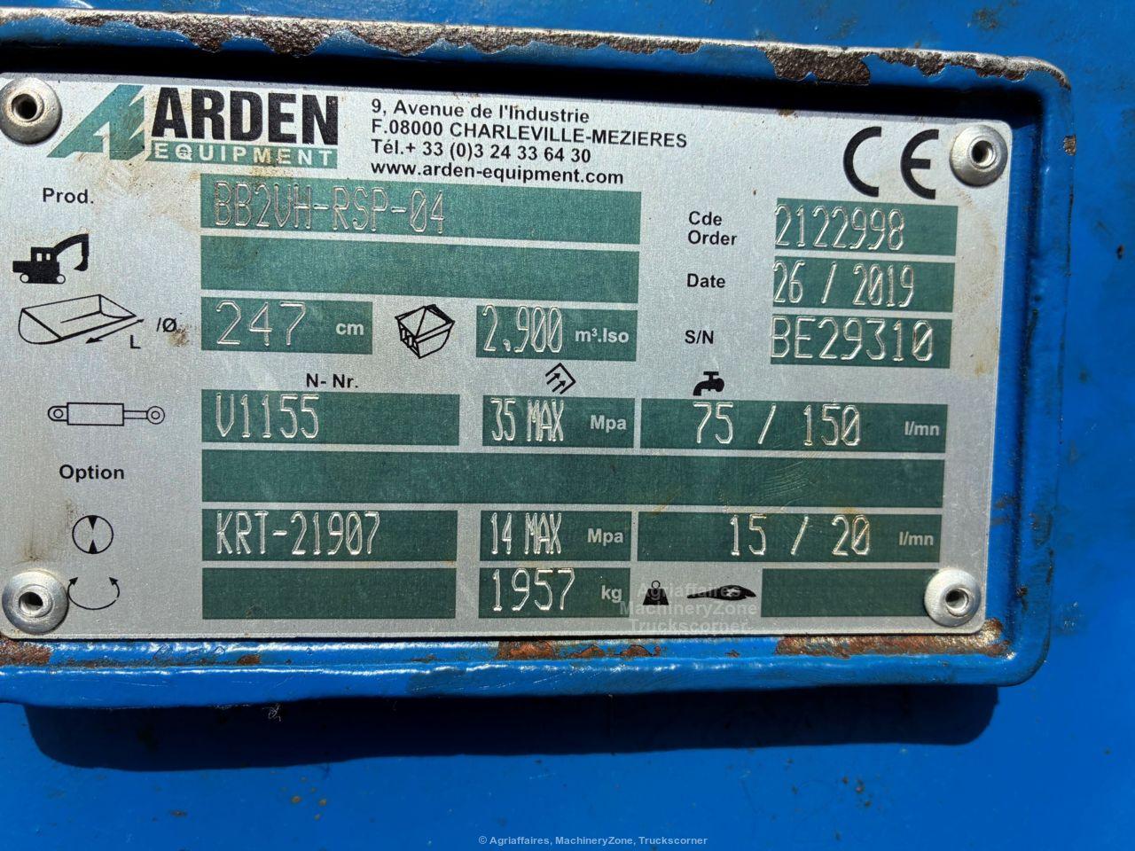 Benne betterave Arden Equipment BB2VH-RSP-04 pour pelle de 20 à 25 tonnes